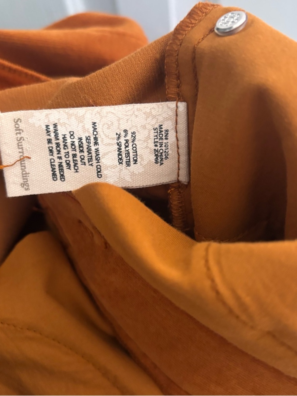 Soft Surroundings Women's Size 10 Orange Corduroy Skinny Pants - Picture 3 of 4